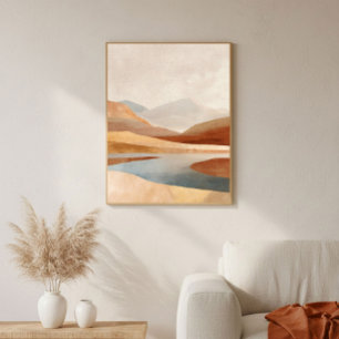 Poster Lac de désert en terre cuite Art Neutre pour Salon