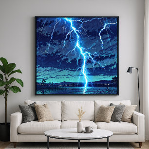 Poster Lac de foudre - Illustration de style d'art de la