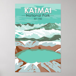 Poster Lac du cratère du sommet du parc national de Katma