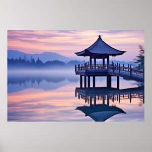 Poster Lac Dusk Nature paisible