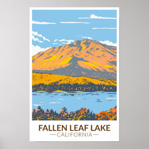 Poster Lac Fallen Leaf Californie en automne vintage
