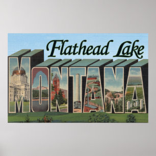 Poster Lac Flathead, Montana - Grandes Lettres