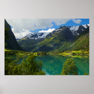 Poster Lac Floen pittoresque, Norvège