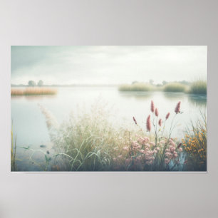 Poster Lac Fog Calme Nature Tranquille Saison paisible