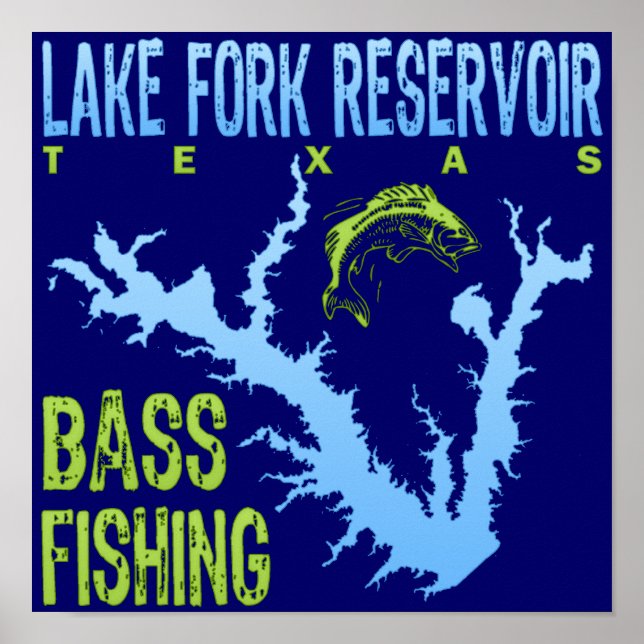 Poster Lac Fork Réservoir, Texas Bass Fishing (Devant)