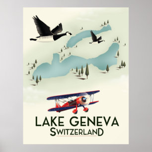 Poster lac geneva suisse Avis de voyage