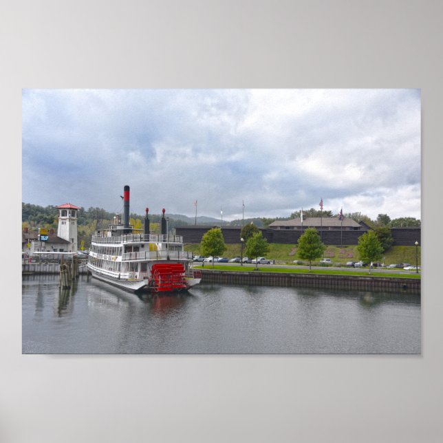 Poster Lac George, New York, Bateau à vapeur (Devant)