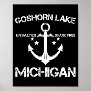 Poster Lac Goshorn Michigan pêche drôle camping été