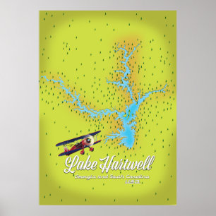 Poster lac Hartwell Géorgie et Caroline du Sud États-Unis