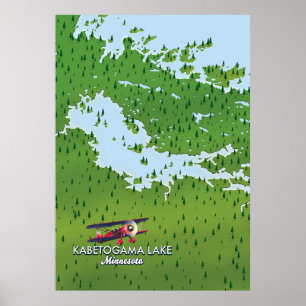 Poster Lac Kabetogama, Minnesota, États-Unis Carte de voy