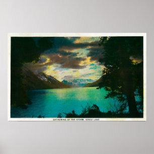Poster Lac Kenai, Alaska avec le rassemblement de tempête