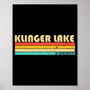 Poster Lac Klinger Michigan pêche drôle camping été