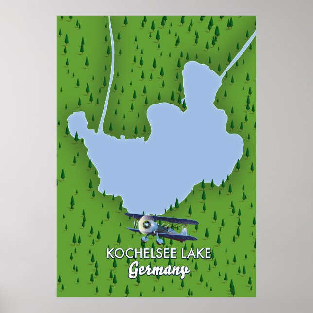 Poster lac Kochelsee, carte Allemagne  (Devant)