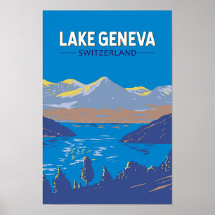 Poster Lac Léman Suisse Voyage Art Rétro