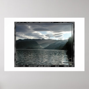 Poster Lac Léman, vue au crépuscule
