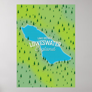 Poster Lac Loweswater, district des lacs, carte de voyage