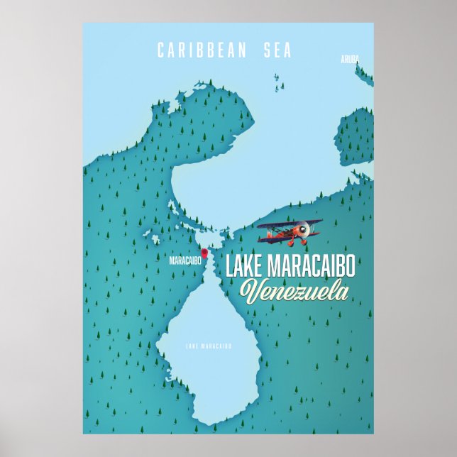 Poster Lac Maracaibo, Venezuela carte de navigation. (Devant)