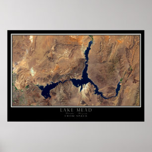 Poster Lac Mead Nevada - Arizona Carte satellite de l'aff