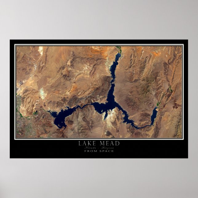 Poster Lac Mead Nevada - Arizona Carte satellite de l'aff (Devant)