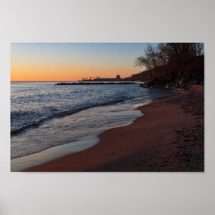 Poster lac michigan côte nord milwaukee à l'aube