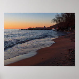 Poster lac michigan côte nord milwaukee à l'aube