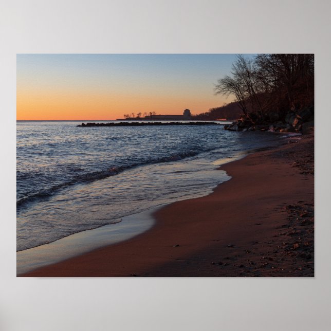 Poster lac michigan côte nord milwaukee à l'aube (Devant)