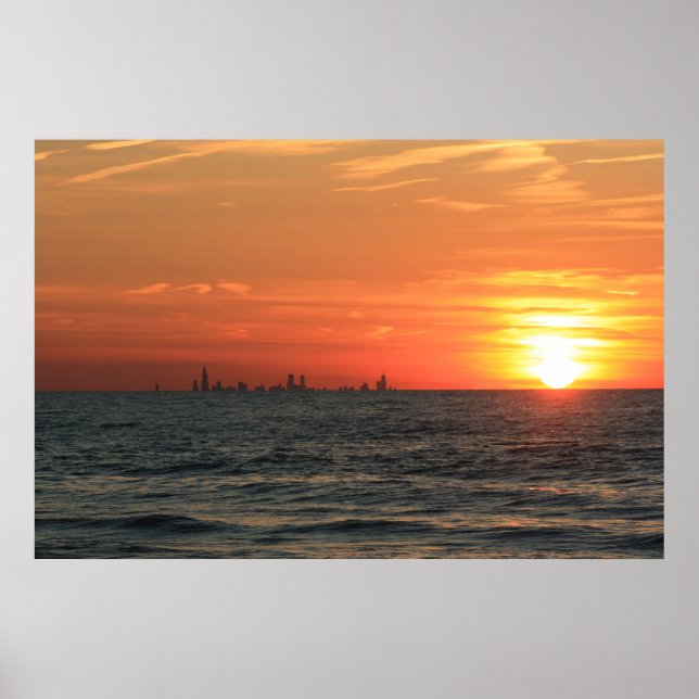 Poster Lac Michigan Sunset 1 (Devant)