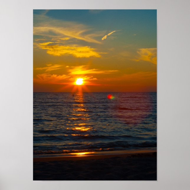Poster Lac Michigan Sunset, Ludington, Michigan (Devant)