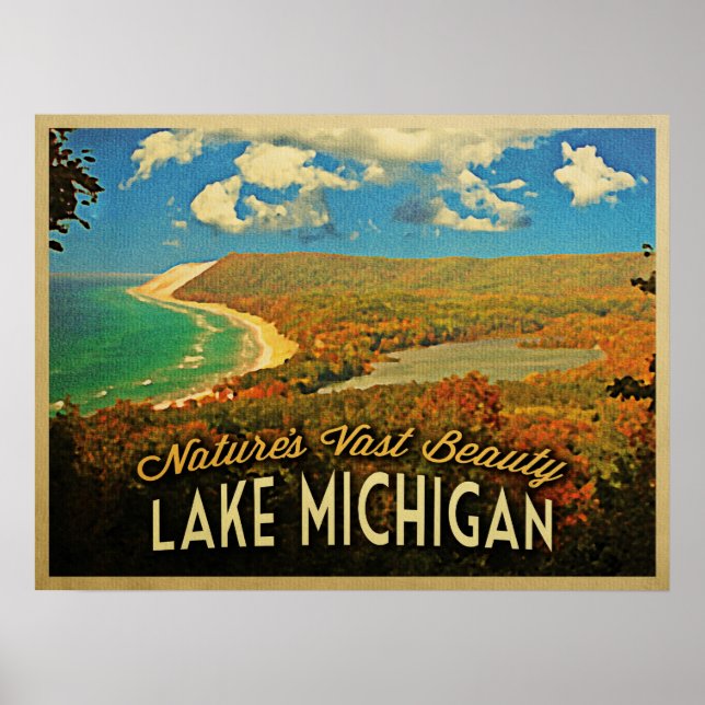 Poster Lac Michigan Vintage (Devant)