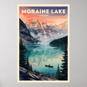 Poster Lac Moraine Canada Voyage Vintage