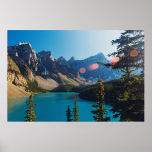 Poster Lac moraine du coucher du soleil   d'été, Canada