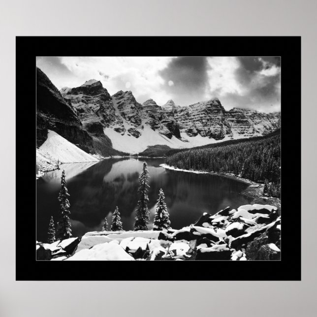 Poster Lac Moraine (noir et blanc) (Devant)