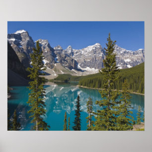Poster Lac Moraine, Rocheuses canadiennes, Alberta, Canad