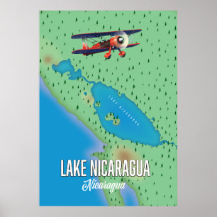 Poster Lac Nicaragua, carte du Nicaragua