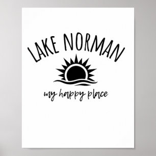 Poster Lac Norman Mon Endroit Heureux Nc Bateau Pêche Cam