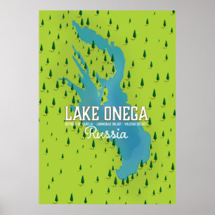 Poster Lac Onega, russie, Plan de voyage
