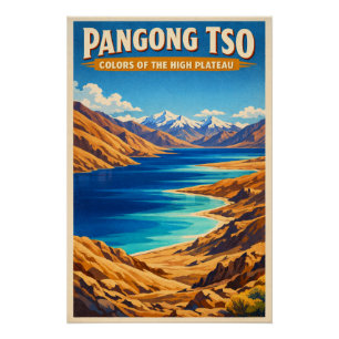 Poster Lac Pangong Tso, Plateau tibétain, Chine