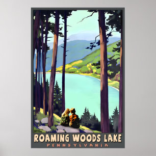 Poster Lac Roaming Woods Pennsylvanie Poconos Voyage
