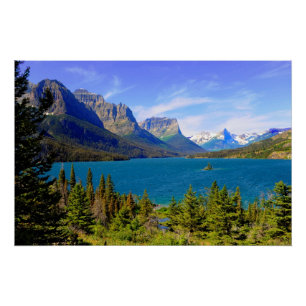 Poster Lac st. Mary, parc national de glacier, Montana