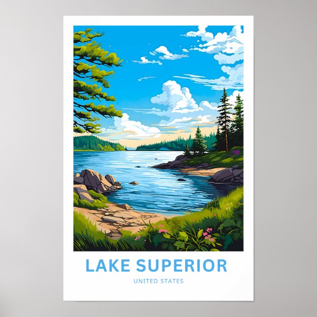 Poster Lac Supérieur États-Unis Imprimer (Devant)