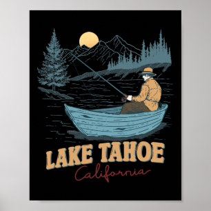 Poster Lac Tahoe Californie Drôle Pêche Été Camping