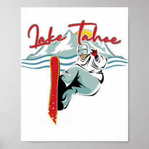 Poster Lac Tahoe Sierra Nevada Californie Snowboard S