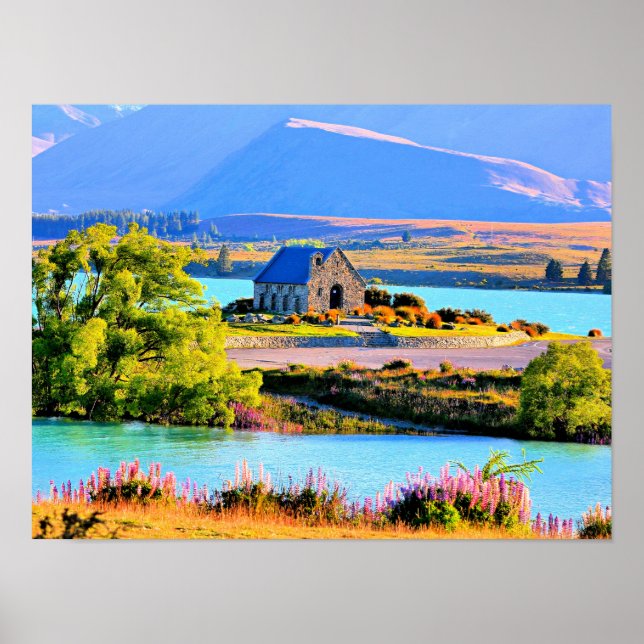 Poster Lac Tekapo, Nouvelle-Zélande (Devant)