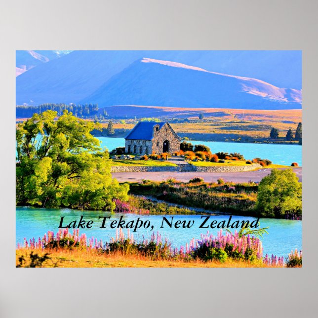 Poster Lac Tekapo, Nouvelle-Zélande (Devant)