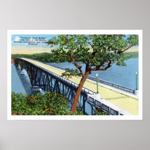 Poster Lac vintage des Ozarks, pont Hurricane Deck
