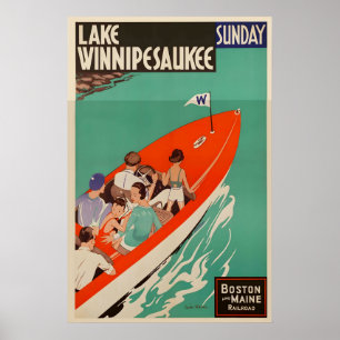 Poster Lac Winnipesaukee New Hampshire États-Unis