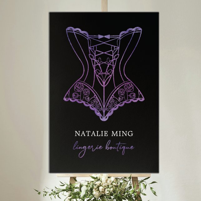Poster Lace Lingerie Boutique Logo Black Purple (Créateur téléchargé)
