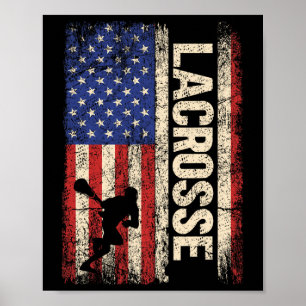 Poster Lacrosse American US Drapeau Sport Équipe Joueurs