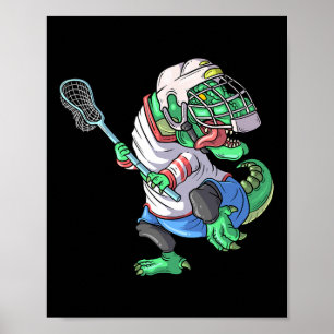 Poster Lacrosse Dinosaure T Rex Avec Bâton De Lacrosse Dr
