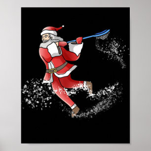Poster Lacrosse Père Noël Cool de Noël Lax Sport laide X-
